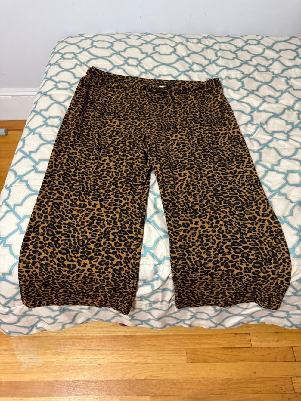 NWOT Terra & Sky Brown Black Leopard Tie-Waist Pants 4X 🧡
